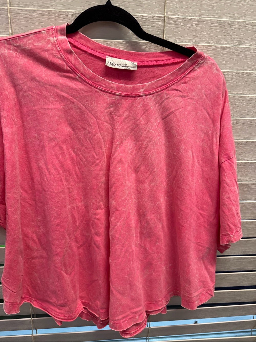 Zenana Outfitters Pink Washed Boxy Crop Tee